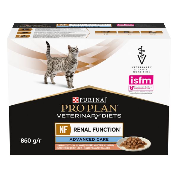 Вологий дієтичний корм PRO PLAN (Про План) VETERINARY DIETS NF Renal Function Advanced Care для дорослих котів при патології нирок з лососем 10х85 г 7613287873699 фото