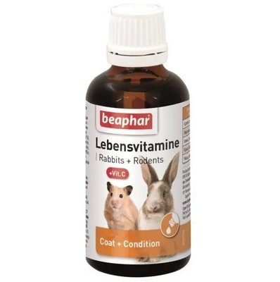 Beaphar Мульти-вітамінна кормова добавка для гризунів та кроликів Lebensvitamine, 50 мл BAR13173 фото