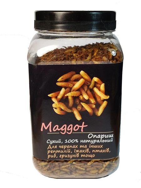 Монокорм натуральний Maggot (Опариш сухий) для рептилій, їжаків, птахів, гризунів, 160 г 4820238840218 фото