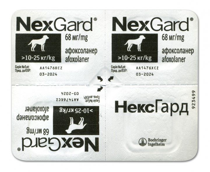 Nexgard Нексгард 10-25кг (L) від бліх та кліщів (упаковка 3 таб) 3661103042884 фото