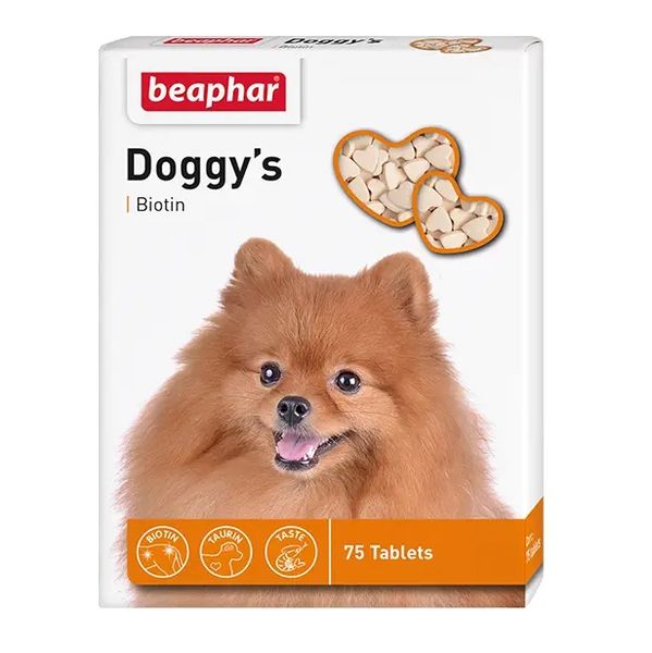 Beaphar Doggy's + Biotin вітамінізовані ласощі з біотином для собак, 75 таблеток BAR12507 фото