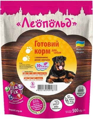 Готовий корм з яловичиною і овочами для собак, пауч (дой-пак) 500 г 4820185491877 фото