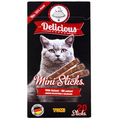 TOMi Delicious Mini Sticks Salami ТОМІ ДІЛІШЕС САЛЯМІ ласощі для котів , 0.04 кг. 490723 фото