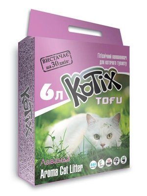 Наповнювач для котячого туалету Kotix Тофу Lavender Соєвий грудкувальний 2.55 кг (6 л) 6972345440053 фото