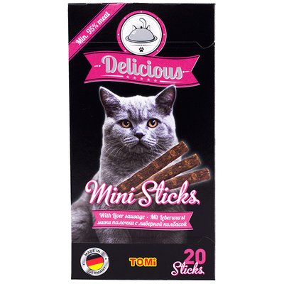 TOMi Delicious Mini Sticks Liver Sausage ТОМІ ДІЛІШЕС ЛІВЕРНА КОВБАСА ласощі для котів , 0.04 кг. 490730 фото