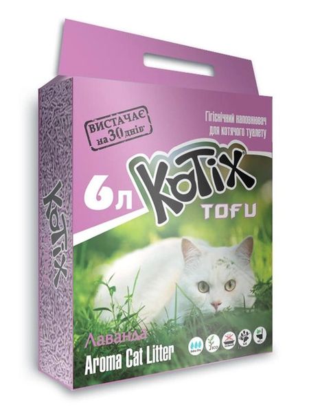 Наповнювач для котячого туалету Kotix Тофу Lavender Соєвий грудкувальний 2.55 кг (6 л) 6972345440053 фото