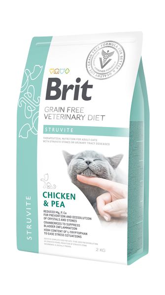 Brit VetDiets Cat Struvite при сечокам`яній хворобі у котів, 2 кг 1111152745 фото