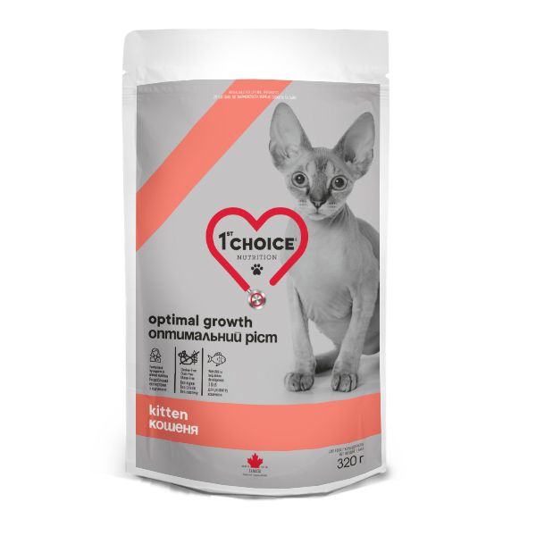 1st Choice Kitten Optimal Growth ФЕСТ ЧОЙС РИБА ДЛЯ КОТЯТ сухий суперпреміум корм для кошенят , 0.32 кг, Пакунок ФЧККР320 фото