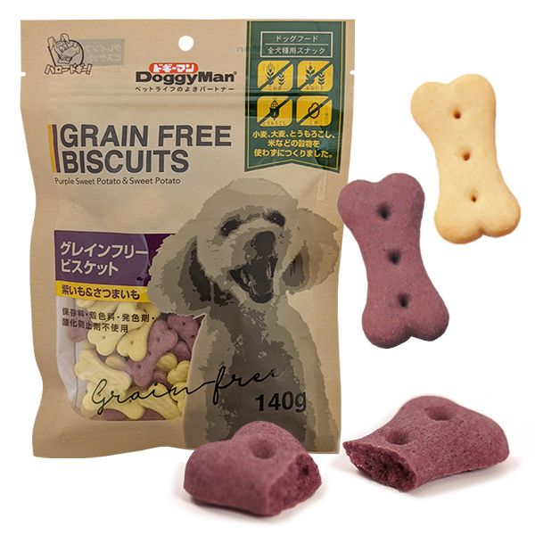 DoggyMan Biscuits Purple Sweet Potato&Sweet Potato ДОГГІМЕН БІСКВІТ ФІОЛЕТОВИЙ БАТАТ беззернове печиво, ласощі для собак 82345 фото