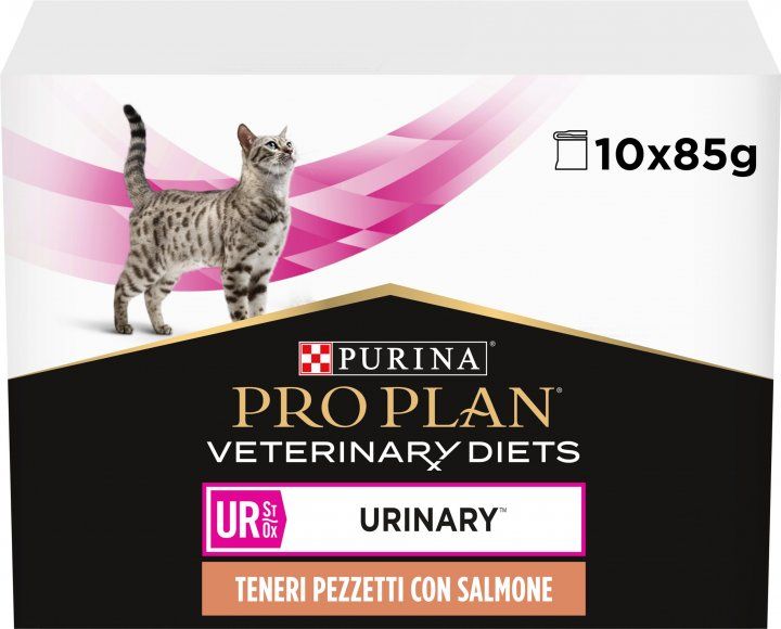 Вологий дієтичний корм PRO PLAN (Про План) VETERINARY DIETS UR Urinary для дорослих котів для розчинення та зниження утворення струвітних каменів з лососем 10х85 г 8445290093851 фото