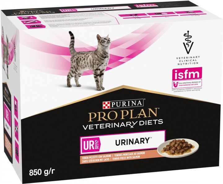 Вологий дієтичний корм PRO PLAN (Про План) VETERINARY DIETS UR Urinary для дорослих котів для розчинення та зниження утворення струвітних каменів з лососем 10х85 г 8445290093851 фото