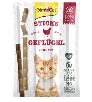 Ласощі для котів GimCat Sticks 4 шт х 5 г (домашня птиця) 1111145480 фото