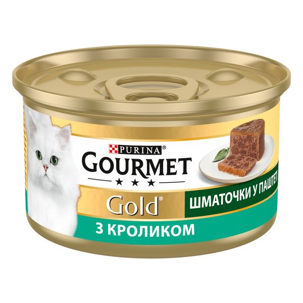 Вологий корм GOURMET Gold (Гурме Голд) для дорослих котів шматочки у паштеті з кроликом 24 шт х 85 г 7613033706271 фото