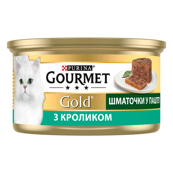 Вологий корм GOURMET Gold (Гурме Голд) для дорослих котів шматочки у паштеті з кроликом 24 шт х 85 г 7613033706271 фото