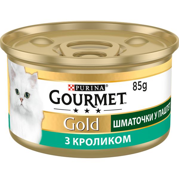 Вологий корм GOURMET Gold (Гурме Голд) для дорослих котів шматочки у паштеті з кроликом 24 шт х 85 г 7613033706271 фото