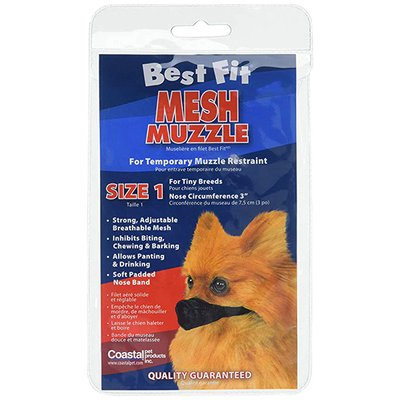 Coastal Best Fit Mesh Muzzle КОСТАЛ БЕСТ ФІТ намордник для собак, нейлон , розмір 1 01300_BLK01 фото