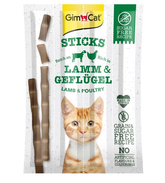 Ласощі для котів GimCat Sticks 4 шт х 5 г (ягня та птиця) 1111130023 фото