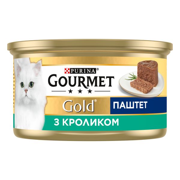 Вологий корм GOURMET Gold (Гурме Голд) для дорослих котів паштет з кроликом 24 шт х 85 г 7613033728747 фото