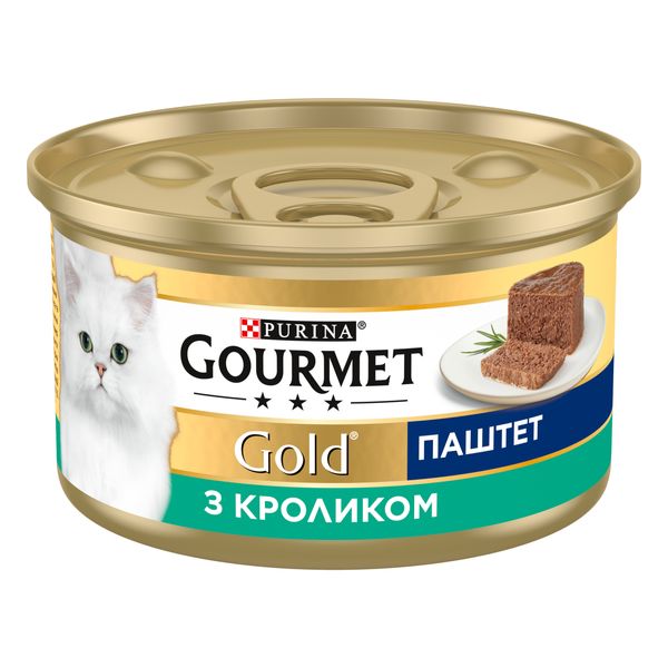 Вологий корм GOURMET Gold (Гурме Голд) для дорослих котів паштет з кроликом 24 шт х 85 г 7613033728747 фото