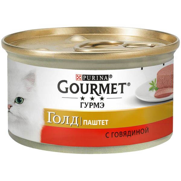 Вологий корм GOURMET Gold (Гурме Голд) для дорослих котів паштет з яловичиною 24 шт х 85 г 7613034190314 фото