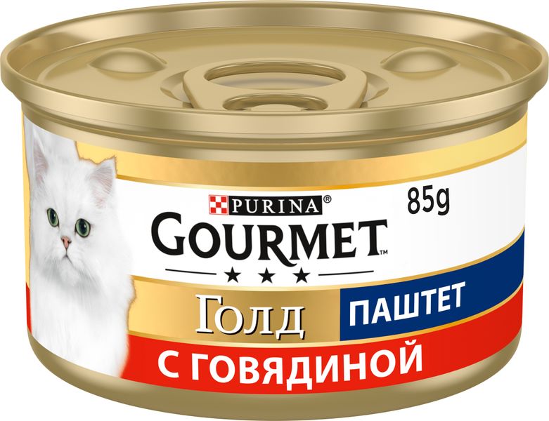 Вологий корм GOURMET Gold (Гурме Голд) для дорослих котів паштет з яловичиною 24 шт х 85 г 7613034190314 фото