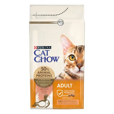 Сухий корм CAT CHOW (Кет Чау) Adult для дорослих котів з качкою 1,5 кг 7613035394117 фото