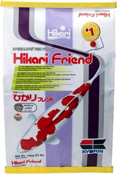 Hikari Friend Medium (середня гранула), економічний базовий корм для всіх видів ставкових риб, 10 кг 4971618393890 фото