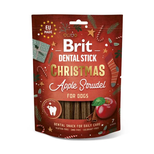 Ласощі для собак Brit Dental Stick Christmas Apple Strudel 251 г 7 шт - різдвяний яблучний штрудель XMASS_112285 фото