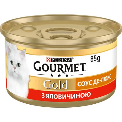 Вологий корм GOURMET Gold (Гурме Голд) "Соус Де-Люкс" для дорослих котів шматочки в соусі з яловичиною 12 шт х 85 г 7613036705134 фото