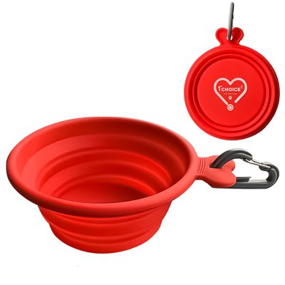 1st Choice Collapsible Silicone Pet Bowl ФЕСТ ЧОЙС БРЕНДОВАНА СКЛАДАНА МИСКА для собак та котів , 0.375 л., Червоний л., 15х13х5 см см. 000624 фото