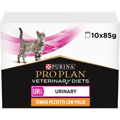 Вологий дієтичний корм PRO PLAN (Про План) VETERINARY DIETS UR Urinary для дорослих котів для розчинення та зниження утворення струвітних каменів з куркою 10х85 г 7613035613331 фото