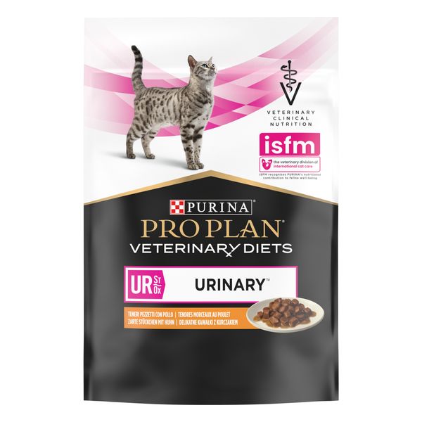 Вологий дієтичний корм PRO PLAN (Про План) VETERINARY DIETS UR Urinary для дорослих котів для розчинення та зниження утворення струвітних каменів з куркою 10х85 г 7613035613331 фото