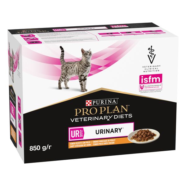 Вологий дієтичний корм PRO PLAN (Про План) VETERINARY DIETS UR Urinary для дорослих котів для розчинення та зниження утворення струвітних каменів з куркою 10х85 г 7613035613331 фото