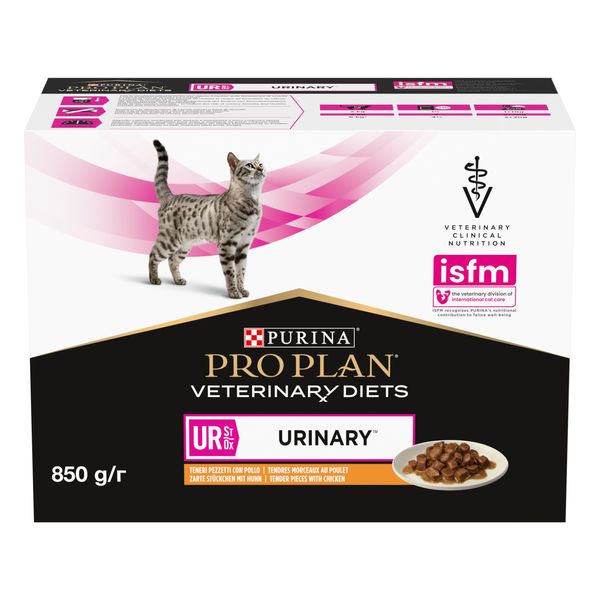 Вологий дієтичний корм PRO PLAN (Про План) VETERINARY DIETS UR Urinary для дорослих котів для розчинення та зниження утворення струвітних каменів з куркою 10х85 г 7613035613331 фото