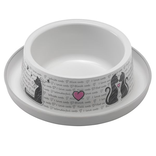 Moderna Trendy Dinner Cats in Love МОДЕРНА ЗАКОХАНІ КОТИ миска для котів, 350мл, Білий , 0.35 л, 17x17x5,3 см H131027CL фото