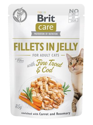 Brit Care Cat pouch філе в желе тріска і форель для котів, 85 г 1111163844 фото