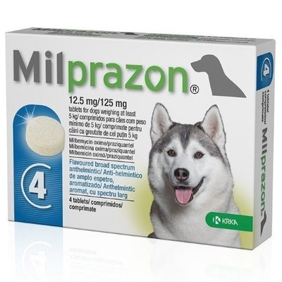 Мілпразон для собак більше 5кг 12,5мг/125мг 4 таблетки блістер 2000981094218 фото