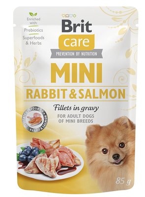 Brit Care Mini pouch з філе кролика та лосося в соусі для собак малих порід 85г 1111162668 фото