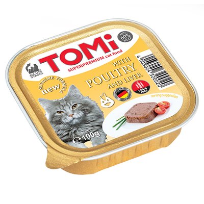 TOMi Poultry Liver ТОМІ ПТИЦЯ ПЕЧІНКА консерви для котів, паштет , 0.1 кг. 320020 фото