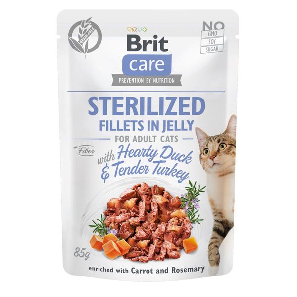 Brit Care Cat pouch філе в желе качка, індичка для стерилізованих котів 85 г 1111163841 фото