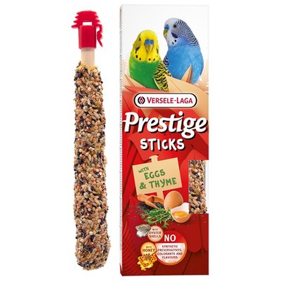 Versele-Laga Prestige Sticks Small Parrot Eggs & Thyme ВЕРСЕЛЕ-ЛАГА ЯЙЦЯ ТА ЧЕБРЕЦЬ ласощі для хвилястих папуг, в пакунку 2 шт х 30 г 223543 фото