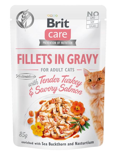 Brit Care Cat pouch з філе індички та лосося в соусі для котів, 85 г 1111162661 фото