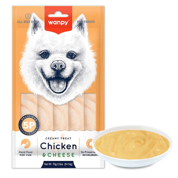 Wanpy Creamy Lickable Treat Chicken&Cheese ВАНПІ КУРКА СИР рідкі ласощі для собак RA-73 фото