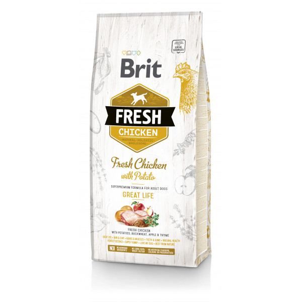 Brit Fresh Chicken/Potato Adult курка, картопля для собак, 12 кг 1111153741 фото