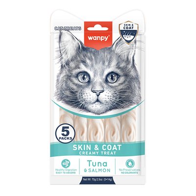 Wanpy Functional Creamy Lickable Treat Skin&Coat ВАНПІ ШКІРА Й ШЕРСТЬ функціональні рідкі ласощі для котів RAC-67 фото