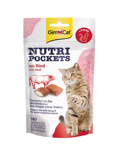 Вітамінні ласощі для котів GimCat Nutri Pockets (яловичина і солод) 60 г 1111138664 фото