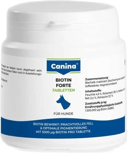 Canina Biotin forte інтенсивний курс для шерсті собак, 30 таблеток, 100 г 1111111956 фото