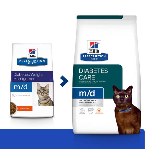 Hill’s (Хілс) Prescription Diet m/d Сухий корм для котів при цукровому діабеті, з куркою, 1,5 кг 605918 фото