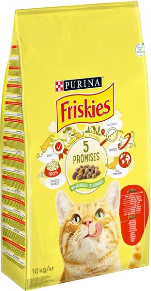 Сухий корм FRISKIES (Фріскіс) для дорослих котів з яловичиною, куркою і овочами 10 кг 5997204569004 фото