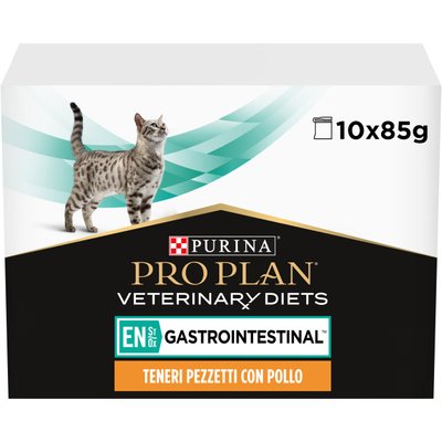 Вологий дієтичний корм PRO PLAN (Про План) VETERINARY DIETS EN Gastrointestinal для кошенят та дорослих котів для зменшення розладів кишкової абсорбції та годівлі у період відновлення, одужання з куркою 10х85 г 7613035983229 фото